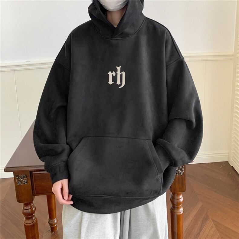 ！麂皮绒连帽卫衣直播品质重磅400克rh印花JL7068-P45控78,男装卫衣,星座508（原C305）