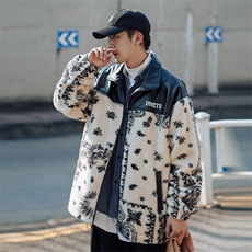 2024冬新款日系外景羊羔毛拼接加厚立领棉衣棉服YG02-P120控150，男装棉衣，星座914-3