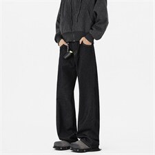 原牛黑痞帅复古阔腿牛仔裤男士宽松百搭直筒春秋休闲NZ2601/TP45，男装牛仔裤，电商B318