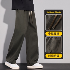 莱赛尔天丝休闲裤男秋冬季美式潮牌运动宽松直筒长裤子Z2616-P50，男装休闲裤，星座509