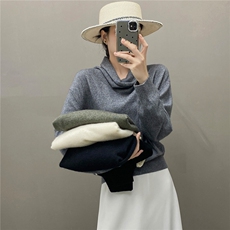 HE|自由主义慵懒风baby山羊绒衫女自由领针织衫宽松毛衣大地煞，女装针织衫/毛衣，国旺羊绒