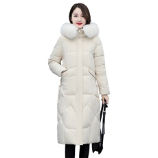 羽绒棉衣棉服女街头通勤刺绣纯色长款加厚棉袄修身型2021年冬新款，女装棉衣/棉服，多彩