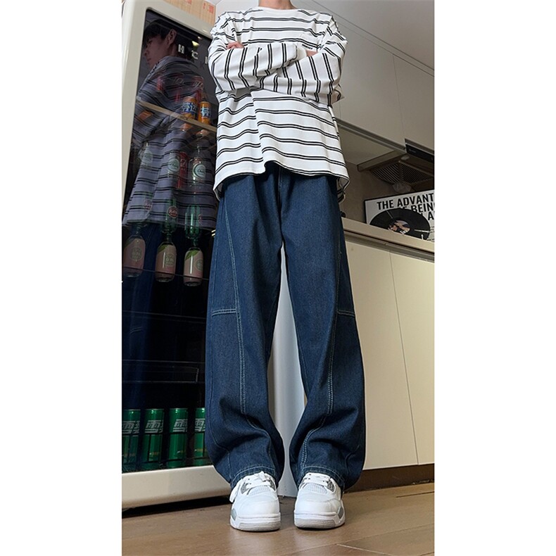 现货原宿复古水洗阔腿工装灯笼裤宽松大码牛仔裤男K660-P55控78，男装牛仔裤，星座205-5