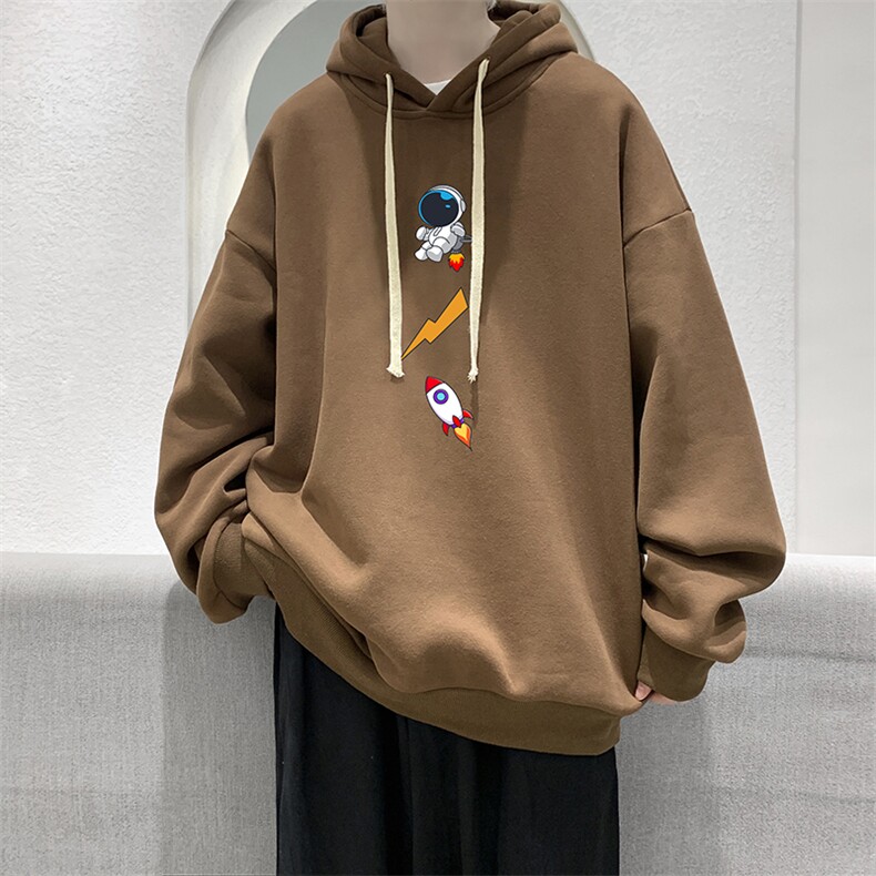 WY2165-P35 加绒款-P40 纯棉连帽卫衣男大码运动帽衫宽松薄外套男图片