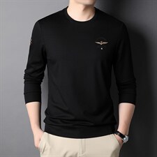 D77193钱塘2020-2秋季薄款男士时尚休闲百搭圆领长袖纯色T恤P59，男装T恤，钱塘207-2