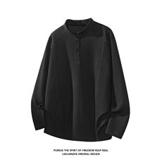 2026春季新款港风白底大码立领拼缝T恤M-5XHT25765-特P25，男装T恤，电商A022