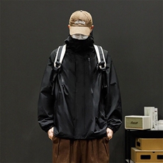 探路者砖红色冲锋衣外套拉链配饰男春秋优质防水冲锋衣J8008，男装夹克，星座1116A-1（原606A）