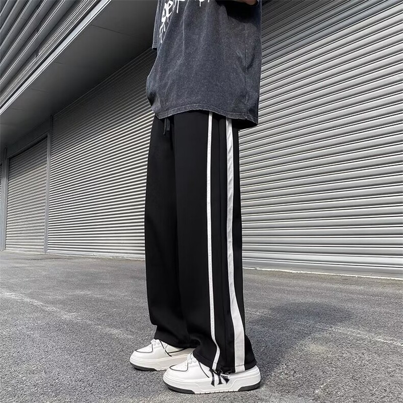 春季新款男士宽松阔腿裤潮流街头百搭直筒裤抽绳运动长裤CK25P38,男装休闲裤,星座410-2