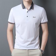BJ2337钱塘2020-2夏季新款男士短袖翻领纯色上衣时尚潮流T恤P46，男装T恤，钱塘207-2