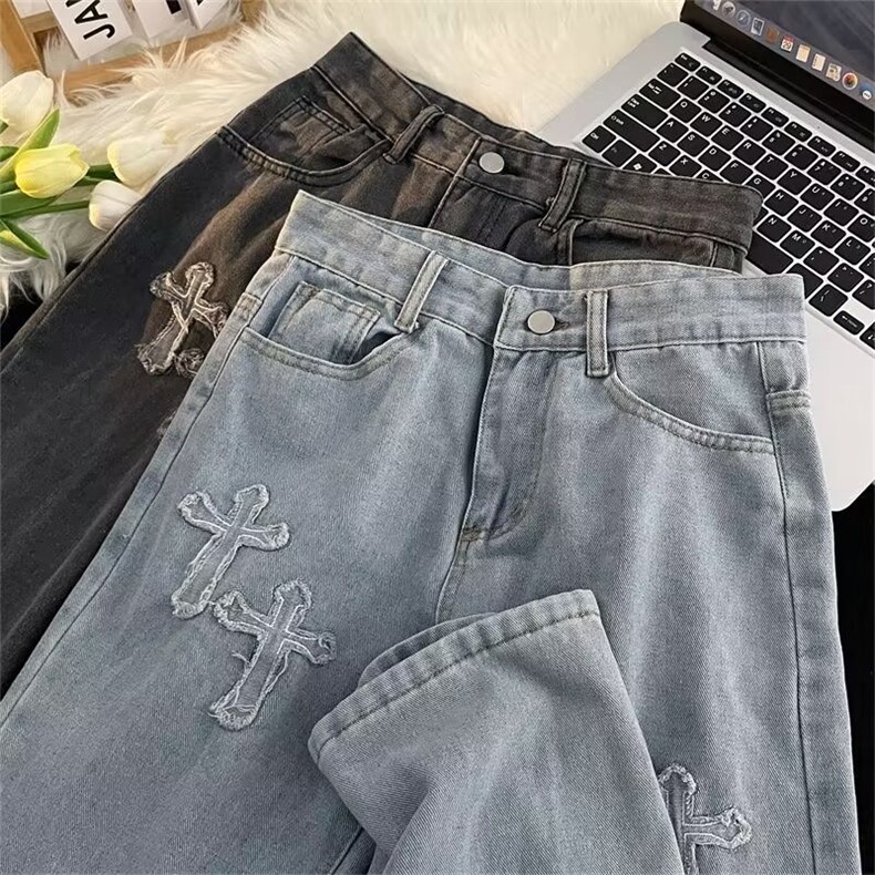 青春流行ins男直筒水洗牛仔裤 P40图片