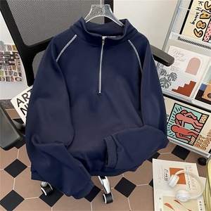 半高领拉链卫衣男女宽松廓形休闲外套1477 P47图片