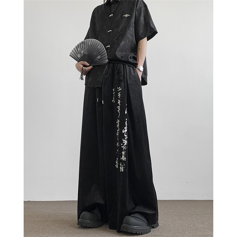 新中式书法裤山本耀司暗黑休闲裤风汉服 310A-2 BK319 P60 控78图片