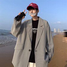 休闲西服男春秋ins潮牌宽松dk制服痞帅小西装中性外套上衣F99-P52，男装西服套装，星座1008-2