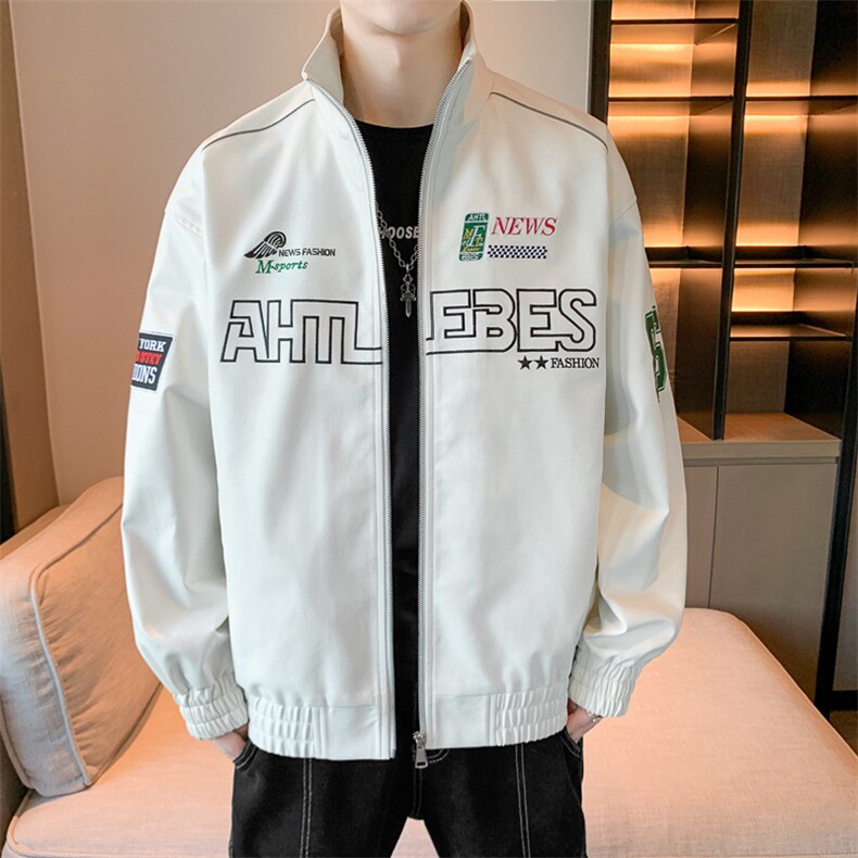 春季新款机车服夹克男潮炸街痞帅外套宽松赛车潮牌JK079-P83,男装夹克,星座308B-2