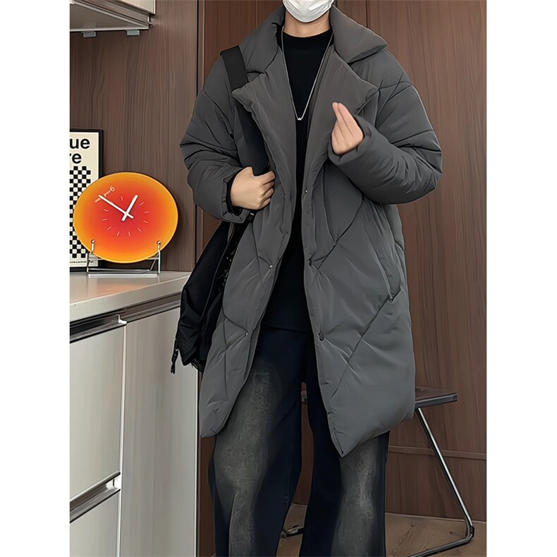 MY5082/P110冬季新男士中长款棉衣男宽松大码西服领棉服保暖棉袄,男装西服,电商A141