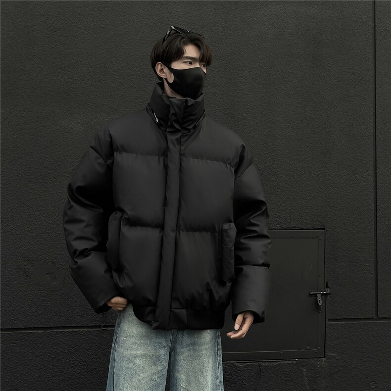 24抖音现货可拆卸帽子毛领棉衣PU皮情侣款棉服M6710-P88,男装棉衣,星座307A