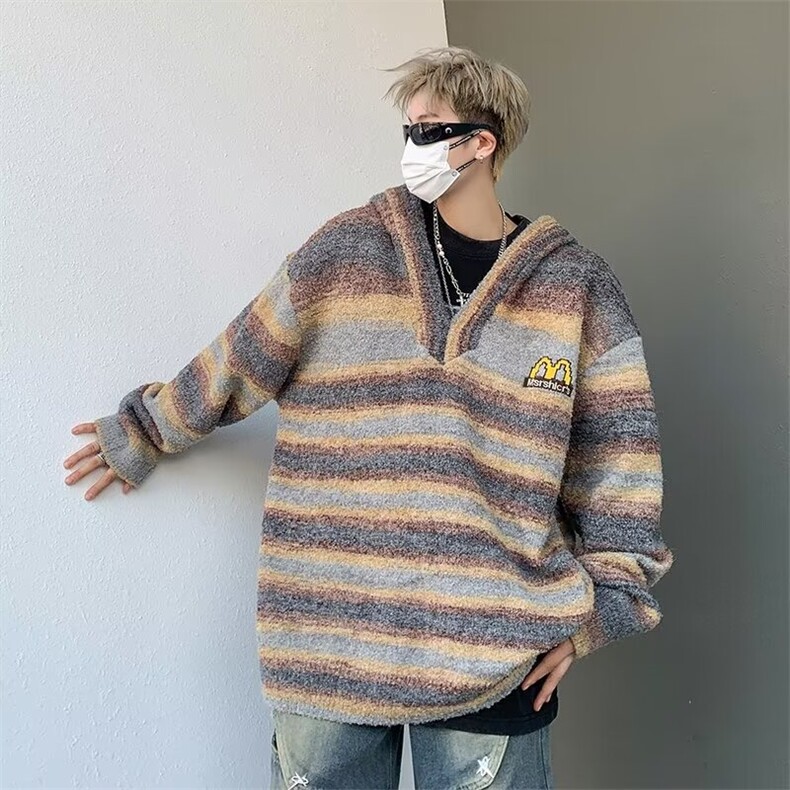 秋冬新款港风美式高街痞帅慵懒风高质量连帽毛衣ZM66-P68,男装针织衫/毛衣,星座1109-3