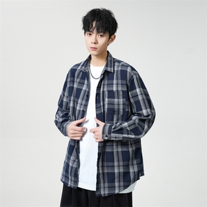 25年春季格子长袖衬衫得物二开衬衣宽松现货DS-C323-1-2338-T批30图片
