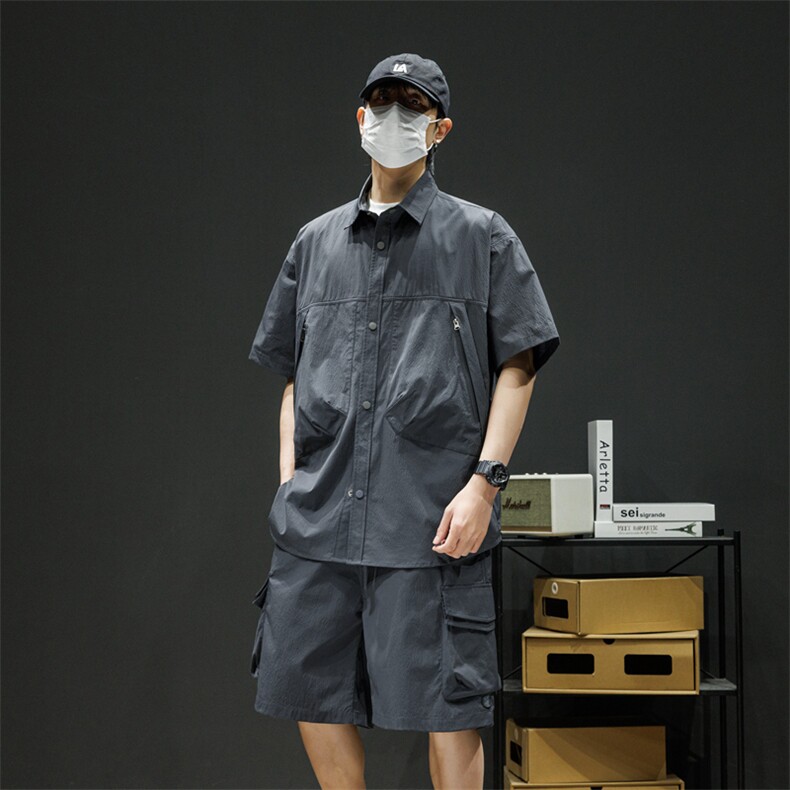 短袖衬衫男新款夏季薄款透气搭配套装短裤宽松翻领衬衣TZ068-P90,男装牛仔裤,星座308B-2