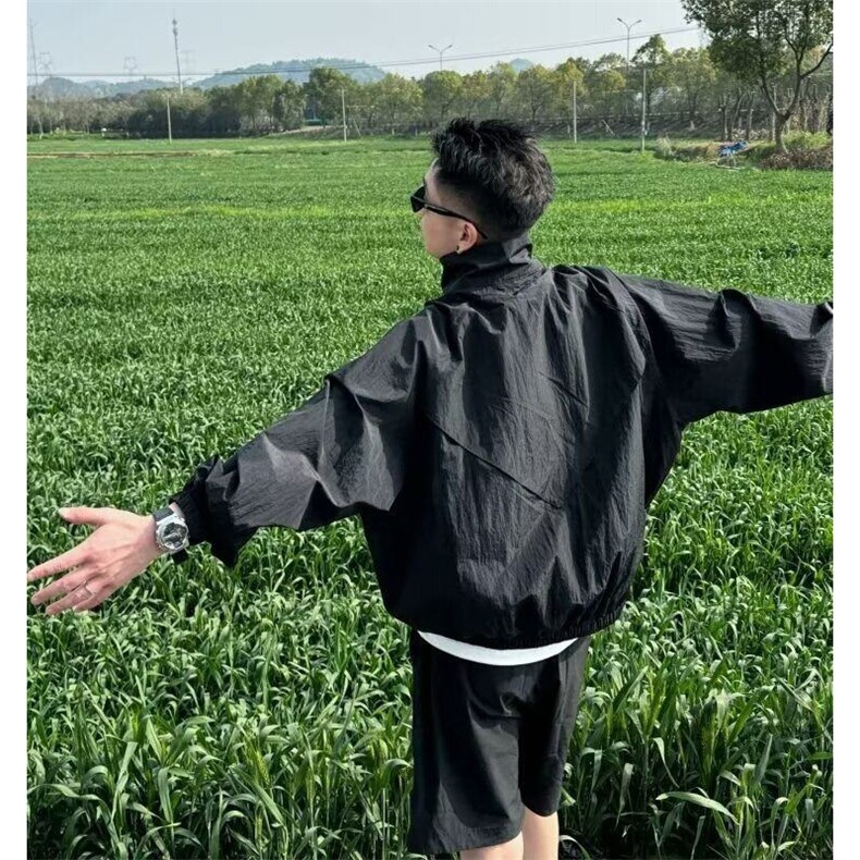 新款日系速干防风立领防晒衣男士潮牌宽松休闲防晒服透气上衣外套,男装夹克,星座1210-1