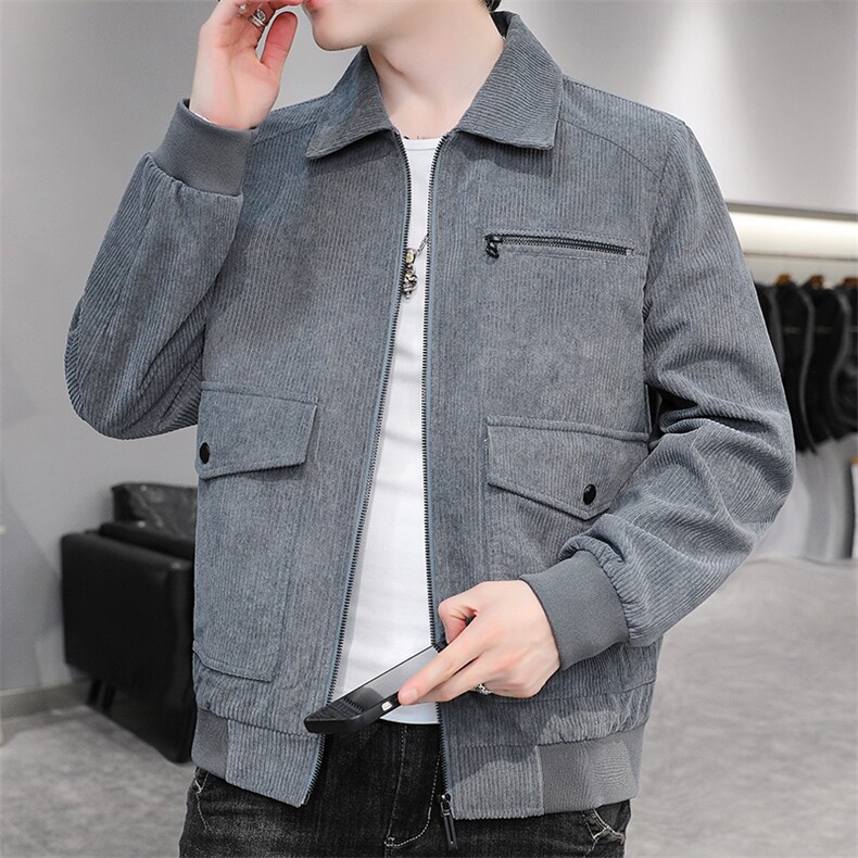 秋冬男士休闲夹克外套韩版潮流港风灯芯绒衣服中青年翻领871-P55,男装夹克,星座1403B
