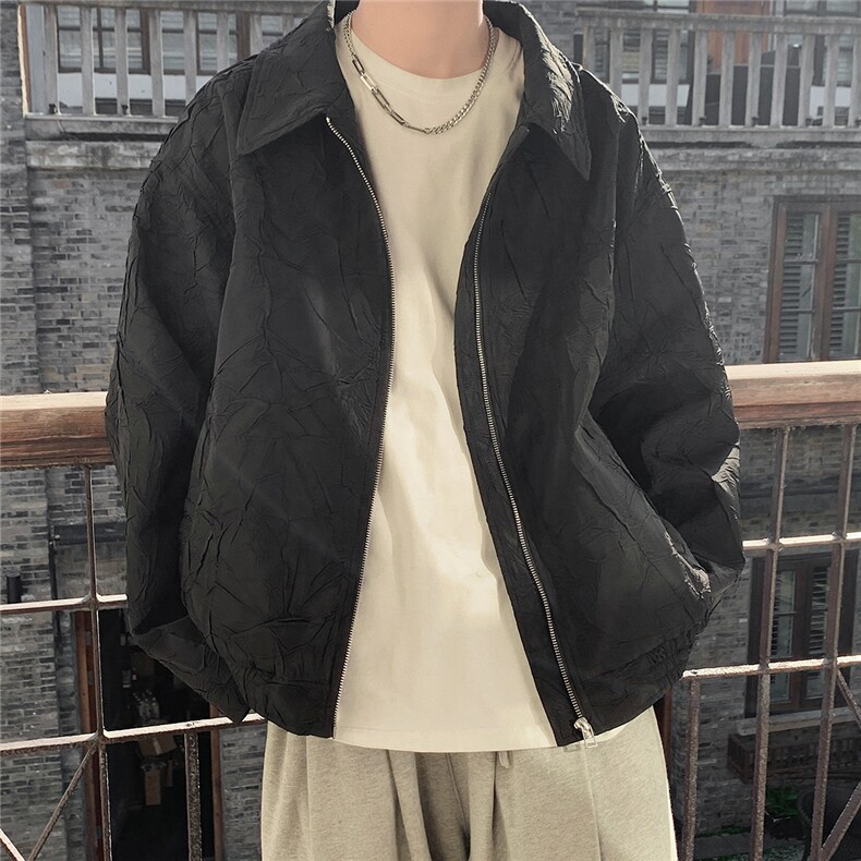 1秋季潮复古褶皱高级感哈灵顿休闲大码M-5XL夹克男JK8742P75，男装夹克，星座226-2