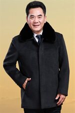 8019/中老年呢大衣中长款爸爸冬季加绒加厚大毛领大衣外套，男装毛呢大衣，星座1216（原钱塘722）