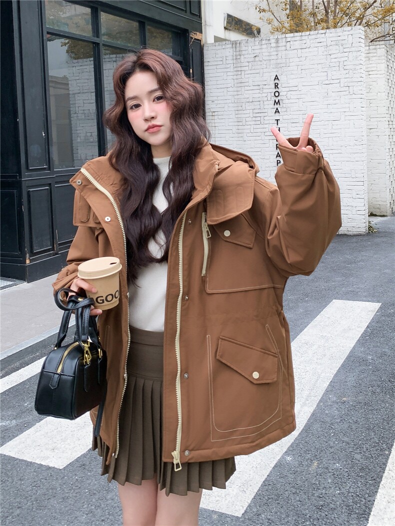 韩系工装派克羽绒服女2025冬季新款高端洋气休闲保暖90白鸭绒外套,女装羽绒服,玖莱伊