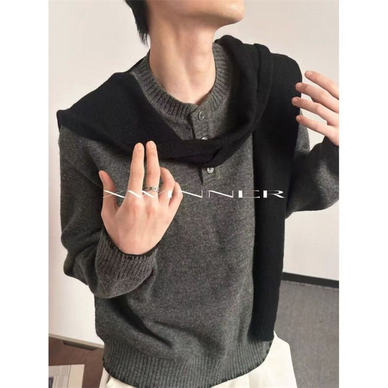 潮牌春秋季2025新款男生美式慵懒宽松针织衫毛衣情侣加绒百搭上衣,男装针织衫/毛衣,星座506A
