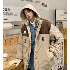 EQ333可脱卸帽子撞色工装棉衣外套男2024新款冬季冲锋衣棉服，男装棉衣，电商C306-1