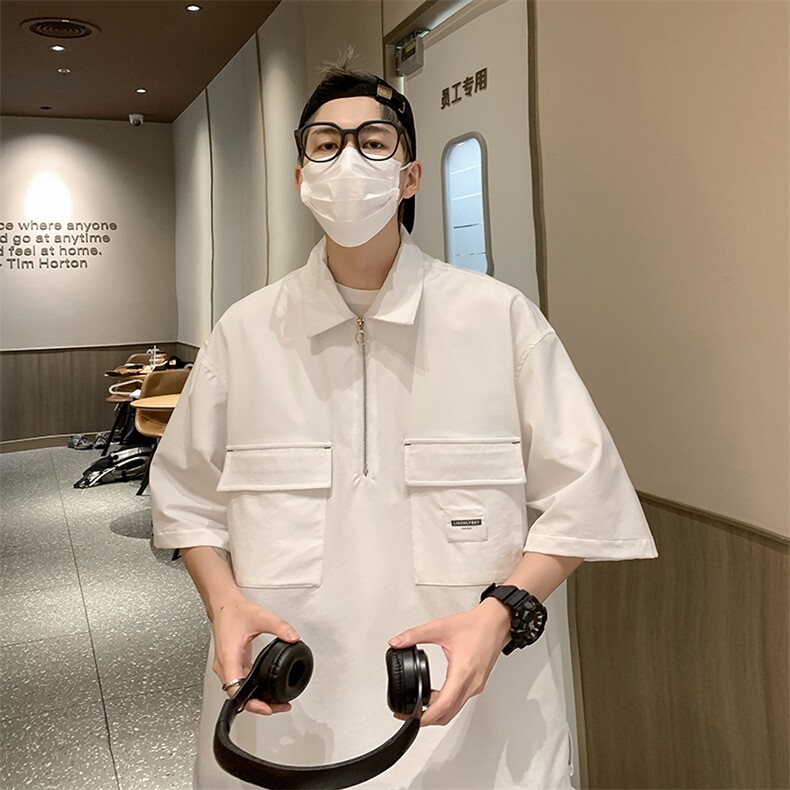 直播冰丝A177-T501-P50.2023夏新款大口袋polo衫90%锦纶10%氨纶,男装Polo衫,电商A177