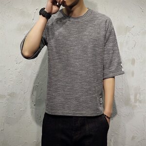 A003-T713-P30 韩版修身男士T恤贴标T恤 日系模特图片