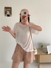 2025年夏季夏季不连帽短袖圆领天丝棉超舒适短T，女装T恤，洛丽兰可