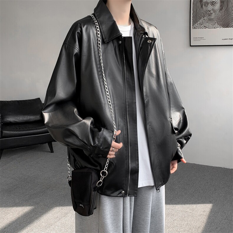 F677P65春秋男生休闲夹克PU机车时尚宽松日系夹克复古,男装夹克,星座512-6
