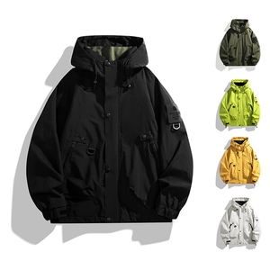 情侣冲锋衣防水男士秋季工装夹克潮流外套连帽A266-JK8014-P45图片