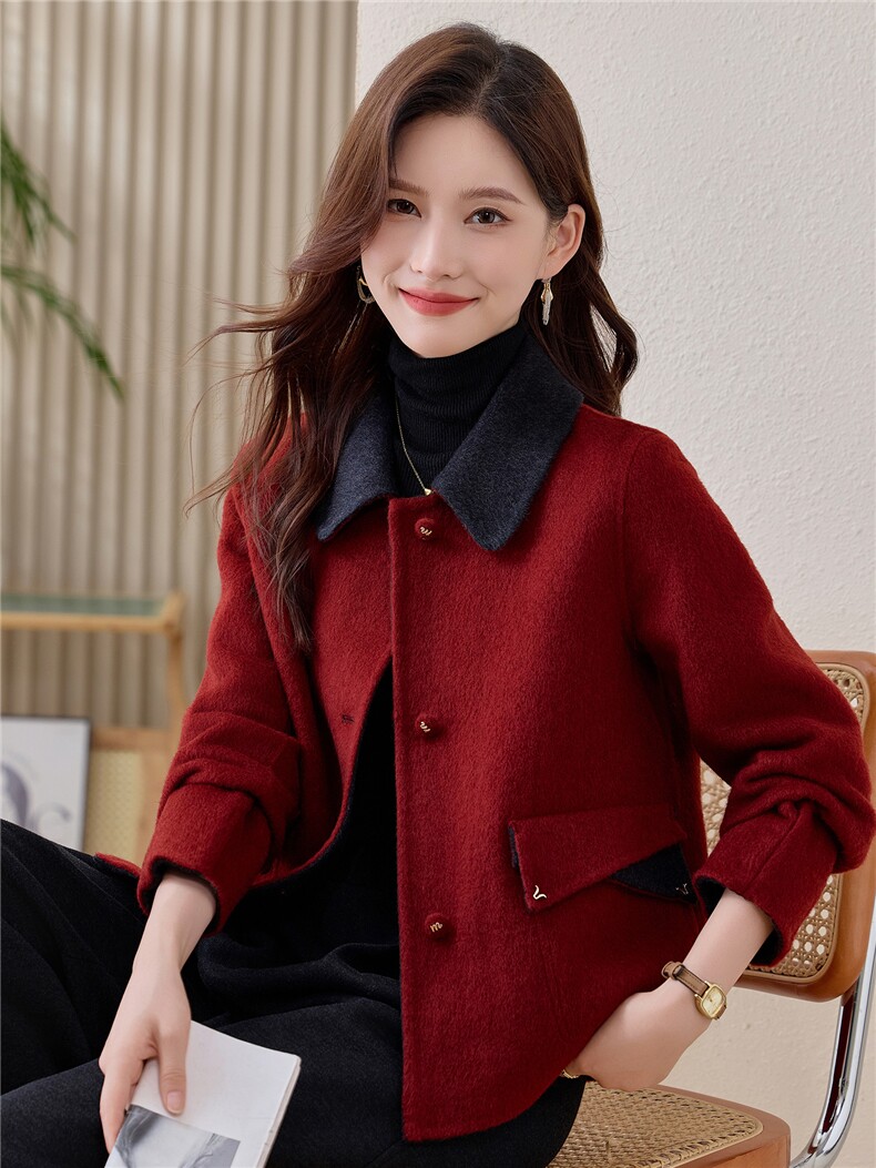 韩版短款双面羊绒大衣女时尚2025新款冬季超好看洋气减龄毛呢外套,女装毛呢外套,众宇琦