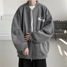 24春秋款美式复古麂皮绒飞行棒球服男女夹克外套JF251-P80控108，男装夹克，电商B370