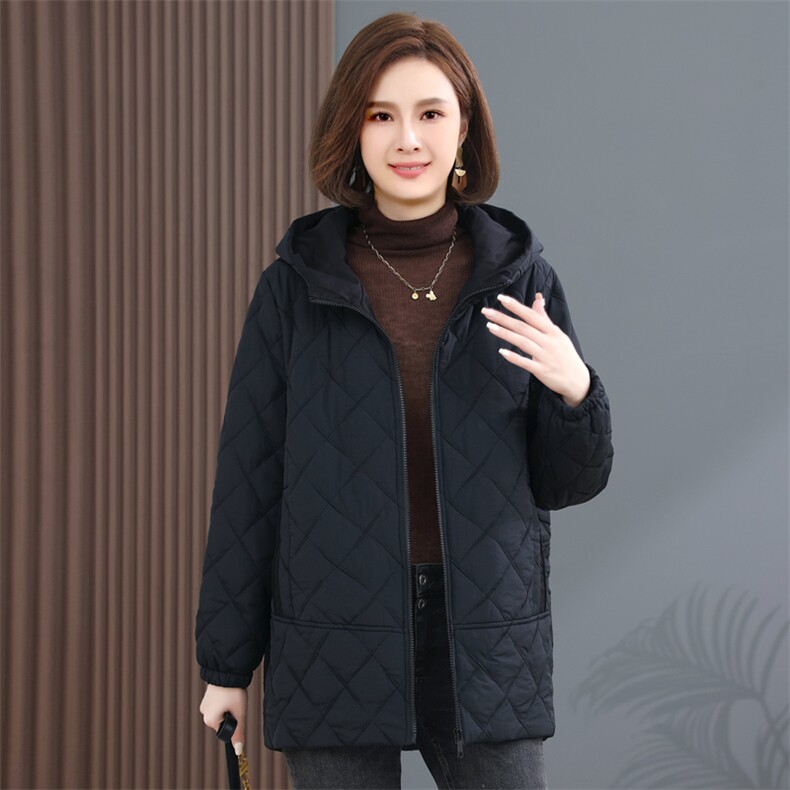 时尚百搭女士棉衣外套保暖显瘦中长款连帽棉服冬季必备单品,女装棉衣/棉服,韩派