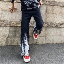 牛仔裤男夏季潮大码休闲裤子高街设计感A16P55，男装牛仔裤，星座1116-2