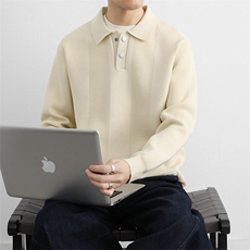 老钱新贵翻领毛衣男春秋季2025潮流简约针织衫宽松线衣外套，男装针织衫/毛衣，星座914