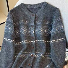 A2520-P58高智学院风针织开衫毛衣女直筒显瘦简约百搭费尔岛，男装针织衫/毛衣，电商B323A