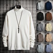 多色可翻高领毛衣男打底衫秋冬季新款韩版男士针织衫潮流DF65T，男装针织衫/毛衣，电商A102