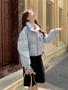现货新款羽绒服女短款韩版立领简约加厚小个子高级感面包服外套潮图片