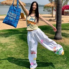 夏季新品速干裤女宽松显瘦阔腿裤松紧腰哈伦裤印花束脚裤街舞长裤，男装休闲裤，星座1210-1