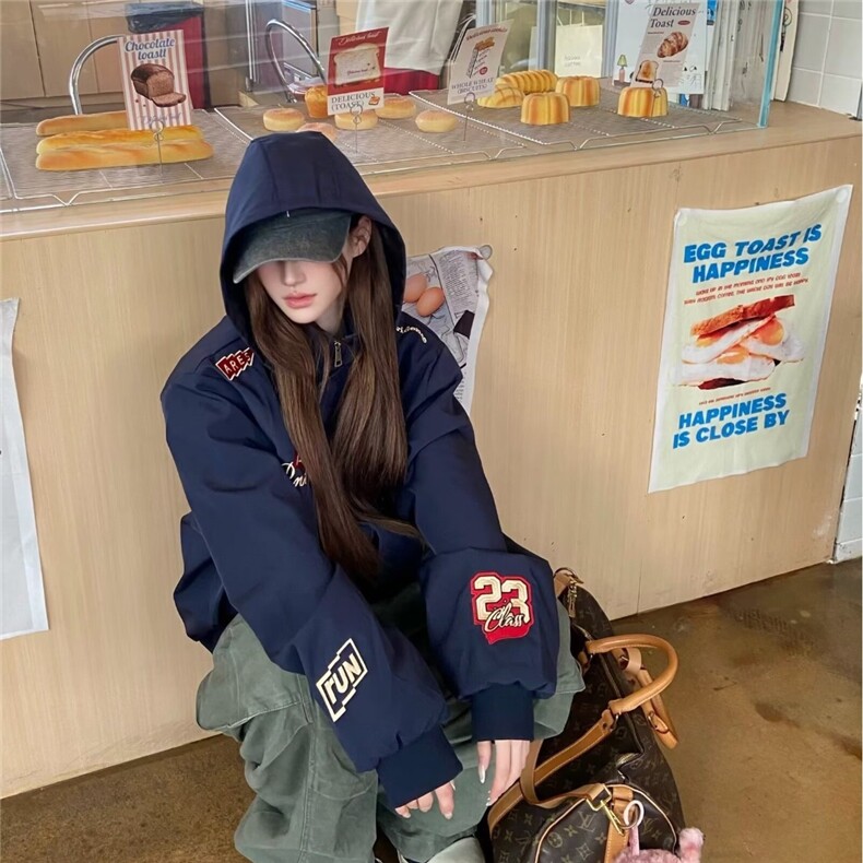 春季美式复古赛车风刺绣夹克男女可拆卸连帽外套机车服WLE311-P72,男装夹克,星座1008