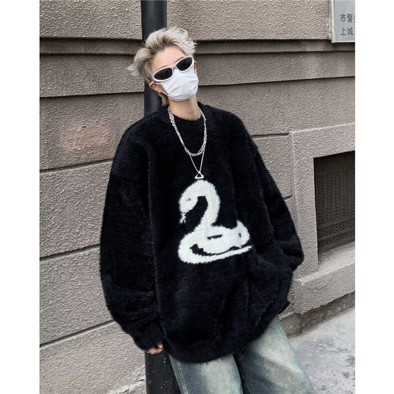 美式软糯毛衣男仿貂绒休闲百搭慵懒风情侣宽松针织衫男M560/P55,男装针织衫/毛衣,星座506