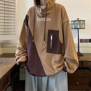 设计感半拉链卫衣男连帽秋冬季美式复古潮牌学院风上衣WY830-P43图片
