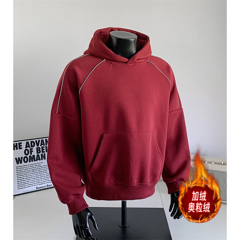 500克重磅无帽绳拉链连帽卫衣硬挺加绒奥粒绒外套男 RH5341JR-P61图片