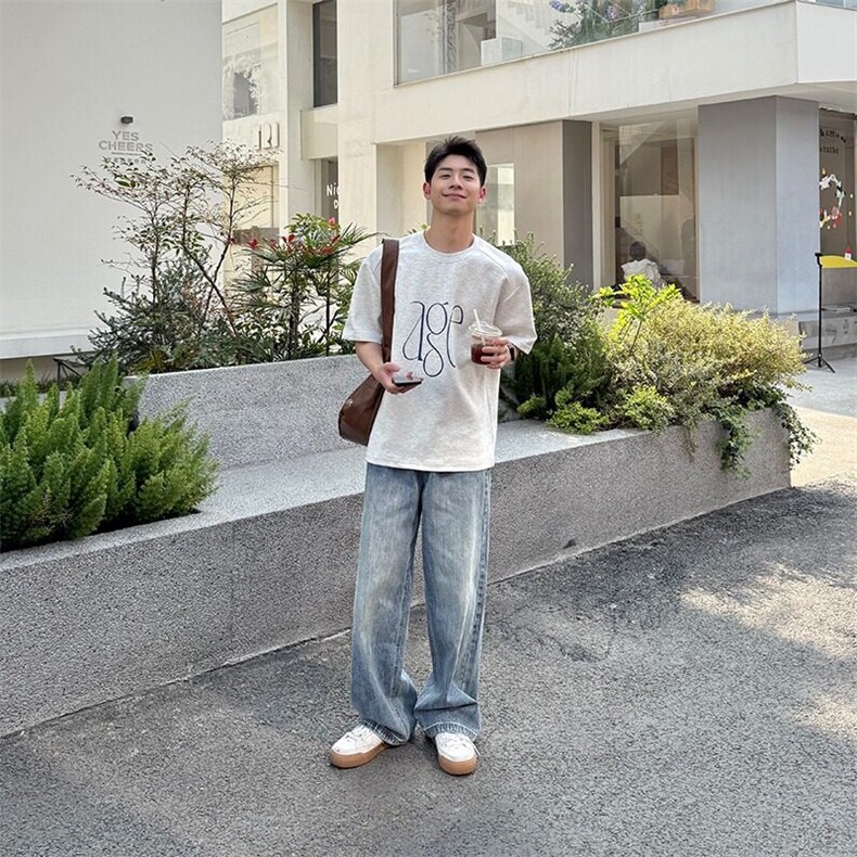 网图水洗蓝色直筒宽松牛仔裤夏季男长裤子休闲牛仔裤N111-P45,男装牛仔裤,星座1001-1