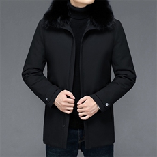 男士中长款羽绒服2023冬季新款毛领潮流纯色休闲羽绒DS2117-P385，男装羽绒服，电商B212（原钱塘6029）
